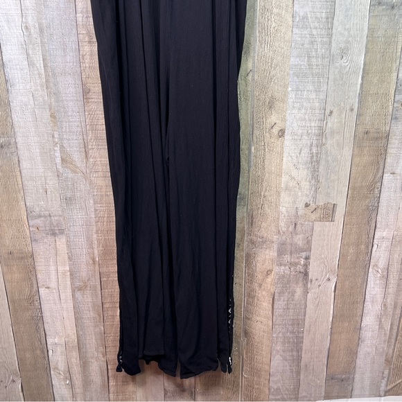 American Rag Size 3X Black Jumpsuit w/White Embroidered Design with Wide Legs - Picture 5 of 13